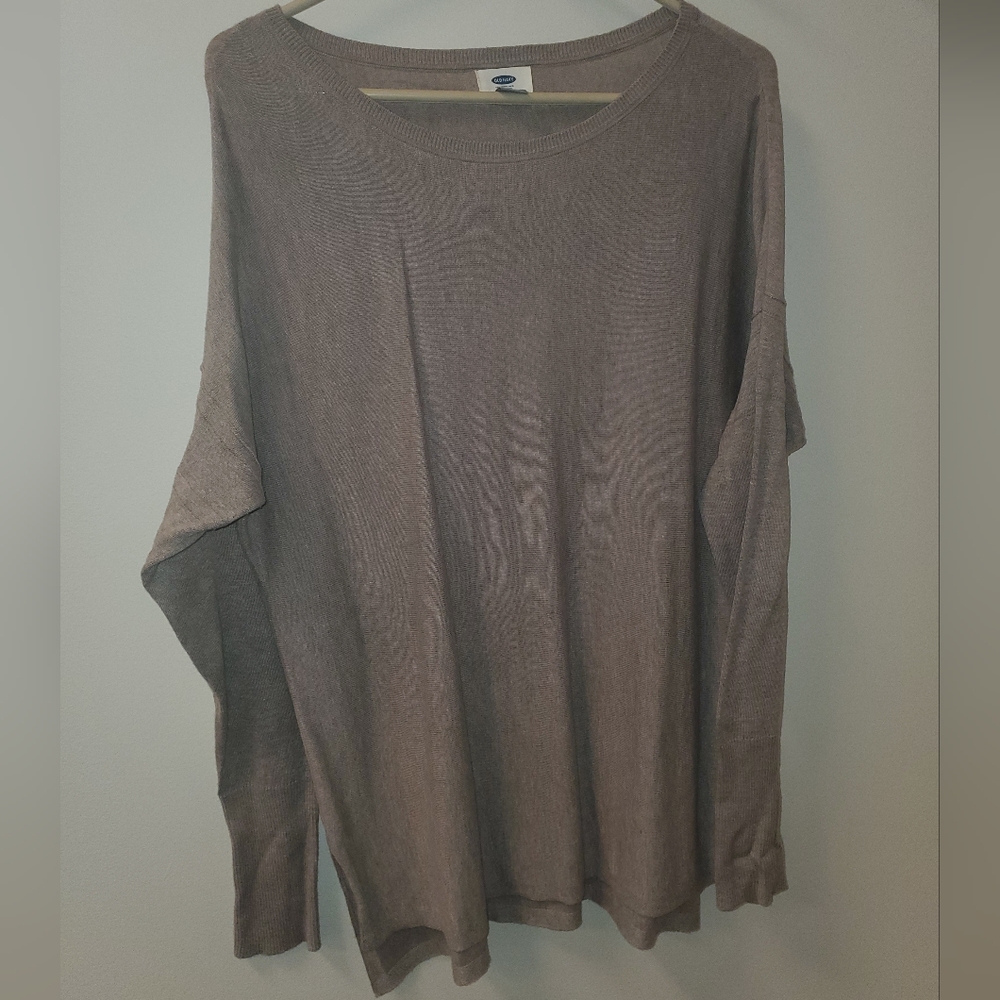 Old‎ Navy Large TB Crew Neck Sweater Putty Heather/Tan W/Side Split